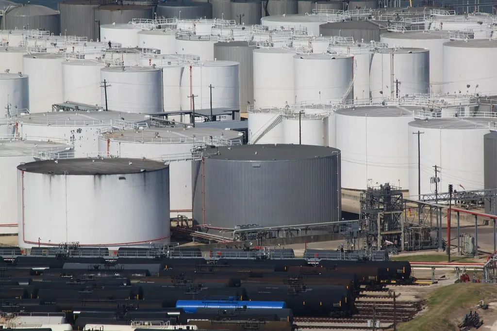 Petroleum storage tanks at a terminal
